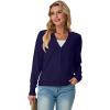 imageGRECERELLE 2025 Womens Lightweight Open Front Long Sleeve Casual Button Down VNeck Cardigan Sweater S2XLNavy Blue