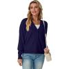 imageGRECERELLE 2025 Womens Lightweight Open Front Long Sleeve Casual Button Down VNeck Cardigan Sweater S2XLNavy Blue