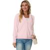 imageGRECERELLE 2025 Womens Lightweight Open Front Long Sleeve Casual Button Down VNeck Cardigan Sweater S2XLPink White