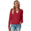 imageGRECERELLE 2025 Womens Lightweight Open Front Long Sleeve Casual Button Down VNeck Cardigan Sweater S2XLRed