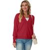 imageGRECERELLE 2025 Womens Lightweight Open Front Long Sleeve Casual Button Down VNeck Cardigan Sweater S2XLRed