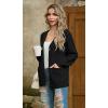 imageGRECERELLE Women 2024 Fall Long Sleeve Cable Knit Sweater Button Open Front Cardigan Loose Outerwear Coat with PocketsBlack