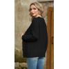 imageGRECERELLE Women 2024 Fall Long Sleeve Cable Knit Sweater Button Open Front Cardigan Loose Outerwear Coat with PocketsBlack