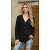 imageGRECERELLE Women 2024 Fall Long Sleeve Cable Knit Sweater Button Open Front Cardigan Loose Outerwear Coat with PocketsBlack