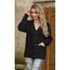 imageGRECERELLE Women 2024 Fall Long Sleeve Cable Knit Sweater Button Open Front Cardigan Loose Outerwear Coat with PocketsBlack