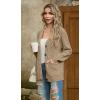 imageGRECERELLE Women 2024 Fall Long Sleeve Cable Knit Sweater Button Open Front Cardigan Loose Outerwear Coat with PocketsKhaki