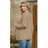 imageGRECERELLE Women 2024 Fall Long Sleeve Cable Knit Sweater Button Open Front Cardigan Loose Outerwear Coat with PocketsKhaki