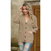 imageGRECERELLE Women 2024 Fall Long Sleeve Cable Knit Sweater Button Open Front Cardigan Loose Outerwear Coat with PocketsKhaki