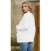 imageGRECERELLE Women 2024 Fall Long Sleeve Cable Knit Sweater Button Open Front Cardigan Loose Outerwear Coat with PocketsWhite