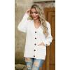 imageGRECERELLE Women 2024 Fall Long Sleeve Cable Knit Sweater Button Open Front Cardigan Loose Outerwear Coat with PocketsWhite