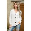 imageGRECERELLE Women 2024 Fall Long Sleeve Cable Knit Sweater Button Open Front Cardigan Loose Outerwear Coat with PocketsWhite