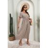imageGRECERELLE Women Boho Summer Floral Print Loose Casual Dress V Neck Short Sleeve Drawstring Waist Flowy Long Maxi Dresses26 Floret Coffee