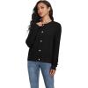imageGRECERELLE Women Knit Cardigan Sweaters Long Sleeve Open Front Button Down Casual Trendy Jackets OutwearBlack