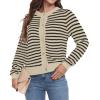 imageGRECERELLE Women Knit Cardigan Sweaters Long Sleeve Open Front Button Down Casual Trendy Jackets OutwearStripedapricot Black