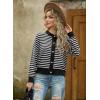 imageGRECERELLE Women Knit Cardigan Sweaters Long Sleeve Open Front Button Down Casual Trendy Jackets OutwearStripedblack White