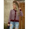 imageGRECERELLE Women Knit Cardigan Sweaters Long Sleeve Open Front Button Down Casual Trendy Jackets OutwearStripedwind Red White