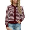 imageGRECERELLE Women Knit Cardigan Sweaters Long Sleeve Open Front Button Down Casual Trendy Jackets OutwearStripedwind Red White