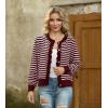 imageGRECERELLE Women Knit Cardigan Sweaters Long Sleeve Open Front Button Down Casual Trendy Jackets OutwearStripedwind Red White