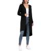 imageGRECERELLE Womens Cardigans Lightweight 2024 Long Sleeve Button Down Duster Casual Long Cardigan Outerwear with PocketsRibbedblack