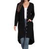 imageGRECERELLE Womens Cardigans Lightweight 2024 Long Sleeve Button Down Duster Casual Long Cardigan Outerwear with PocketsRibbedblack