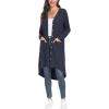 imageGRECERELLE Womens Cardigans Lightweight 2024 Long Sleeve Button Down Duster Casual Long Cardigan Outerwear with PocketsRibbednavy Blue