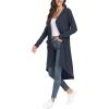imageGRECERELLE Womens Cardigans Lightweight 2024 Long Sleeve Button Down Duster Casual Long Cardigan Outerwear with PocketsRibbednavy Blue