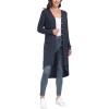 imageGRECERELLE Womens Cardigans Lightweight 2024 Long Sleeve Button Down Duster Casual Long Cardigan Outerwear with PocketsRibbednavy Blue
