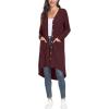 imageGRECERELLE Womens Cardigans Lightweight 2024 Long Sleeve Button Down Duster Casual Long Cardigan Outerwear with PocketsRibbedwine Red