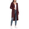 imageGRECERELLE Womens Cardigans Lightweight 2024 Long Sleeve Button Down Duster Casual Long Cardigan Outerwear with PocketsRibbedwine Red