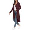 imageGRECERELLE Womens Cardigans Lightweight 2024 Long Sleeve Button Down Duster Casual Long Cardigan Outerwear with PocketsRibbedwine Red