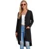 imageGRECERELLE Womens Cardigans Lightweight 2025 Long Sleeve Button Down Duster Casual Long Cardigan Outerwear with PocketsBlack