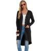imageGRECERELLE Womens Cardigans Lightweight 2025 Long Sleeve Button Down Duster Casual Long Cardigan Outerwear with PocketsBlack