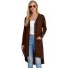 imageGRECERELLE Womens Cardigans Lightweight 2025 Long Sleeve Button Down Duster Casual Long Cardigan Outerwear with PocketsCoffee