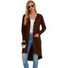 imageGRECERELLE Womens Cardigans Lightweight 2025 Long Sleeve Button Down Duster Casual Long Cardigan Outerwear with PocketsCoffee