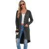 imageGRECERELLE Womens Cardigans Lightweight 2025 Long Sleeve Button Down Duster Casual Long Cardigan Outerwear with PocketsDark Gray