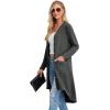 imageGRECERELLE Womens Cardigans Lightweight 2025 Long Sleeve Button Down Duster Casual Long Cardigan Outerwear with PocketsDark Gray