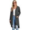imageGRECERELLE Womens Cardigans Lightweight 2025 Long Sleeve Button Down Duster Casual Long Cardigan Outerwear with PocketsDark Gray