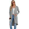 imageGRECERELLE Womens Cardigans Lightweight 2025 Long Sleeve Button Down Duster Casual Long Cardigan Outerwear with PocketsGray