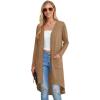 imageGRECERELLE Womens Cardigans Lightweight 2025 Long Sleeve Button Down Duster Casual Long Cardigan Outerwear with PocketsKhaki