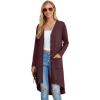 imageGRECERELLE Womens Cardigans Lightweight 2025 Long Sleeve Button Down Duster Casual Long Cardigan Outerwear with PocketsMaroon