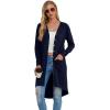 imageGRECERELLE Womens Cardigans Lightweight 2025 Long Sleeve Button Down Duster Casual Long Cardigan Outerwear with PocketsNavy Blue