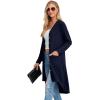 imageGRECERELLE Womens Cardigans Lightweight 2025 Long Sleeve Button Down Duster Casual Long Cardigan Outerwear with PocketsNavy Blue