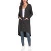 imageGRECERELLE Womens Cardigans Lightweight 2025 Long Sleeve Button Down Duster Casual Long Cardigan Outerwear with PocketsRibbeddark Gray