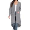 imageGRECERELLE Womens Cardigans Lightweight 2025 Long Sleeve Button Down Duster Casual Long Cardigan Outerwear with PocketsRibbedgray