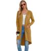 imageGRECERELLE Womens Cardigans Lightweight 2025 Long Sleeve Button Down Duster Casual Long Cardigan Outerwear with PocketsYellow