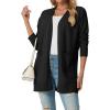 imageGRECERELLE Womens Lightweight Open Front Casual VNeck Long Cardigan Sweater with Pockets S2XL01 Black