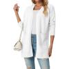 imageGRECERELLE Womens Lightweight Open Front Casual VNeck Long Cardigan Sweater with Pockets S2XL02 White