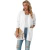 imageGRECERELLE Womens Lightweight Open Front Casual VNeck Long Cardigan Sweater with Pockets S2XL02 White
