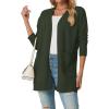imageGRECERELLE Womens Lightweight Open Front Casual VNeck Long Cardigan Sweater with Pockets S2XLArmy Green