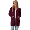 imageGRECERELLE Womens Lightweight Open Front Casual VNeck Long Cardigan Sweater with Pockets S2XLBurgundy
